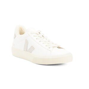 VEJA White/grey Made In Brazil Leather Campo Fured Sneakers